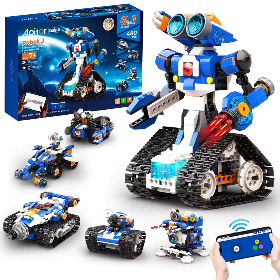 Apitor 6-in-1 Coding Robot Kit - 480-Piece STEM Building Set