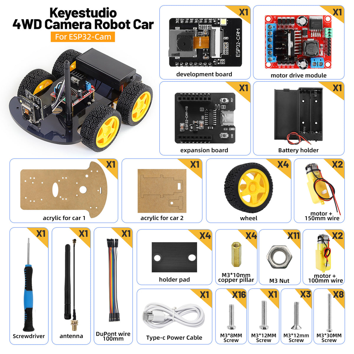Keyestudio ESP32-CAM 4WD Camera Robot Car — supplier image 2