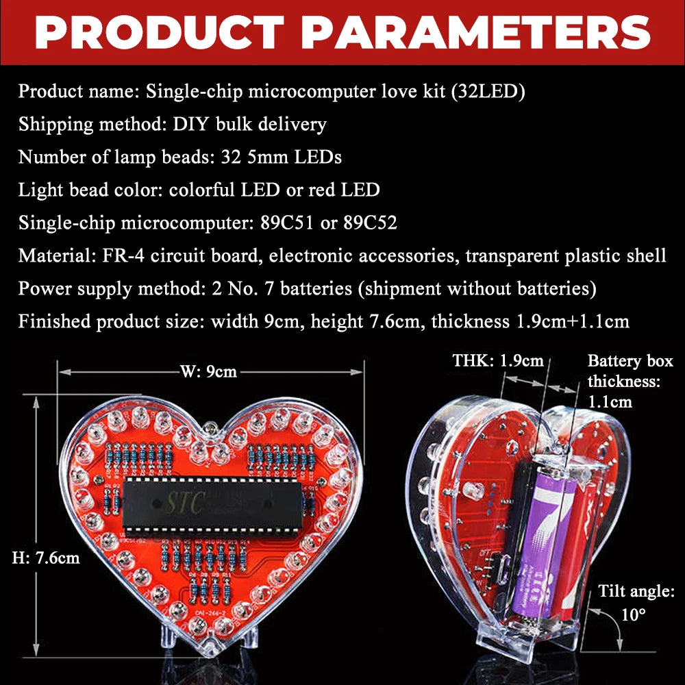 32-LED Heart Flow Light Soldering Kit — supplier image 2