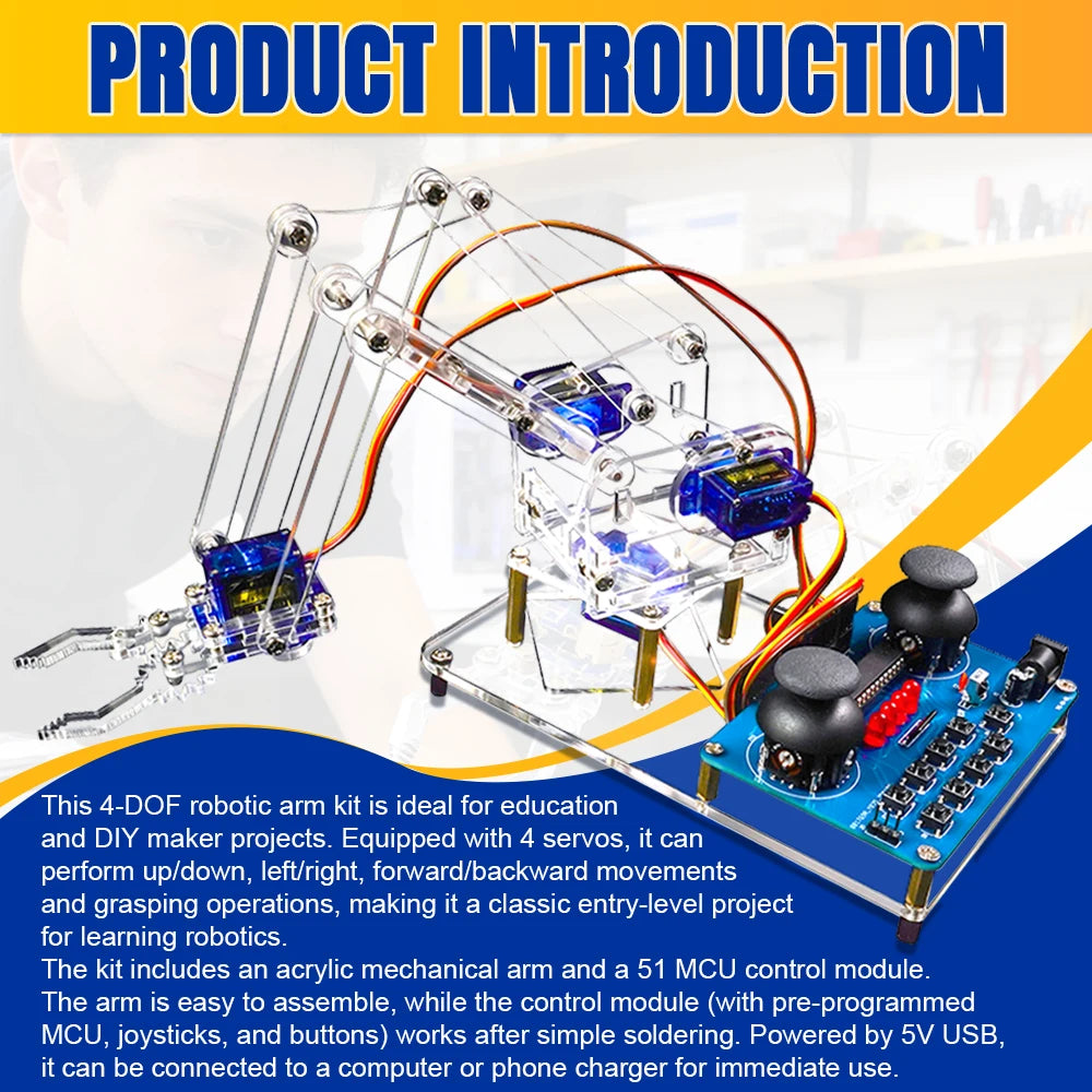 4DOF Acrylic Robot Arm Soldering Kit — supplier image 4