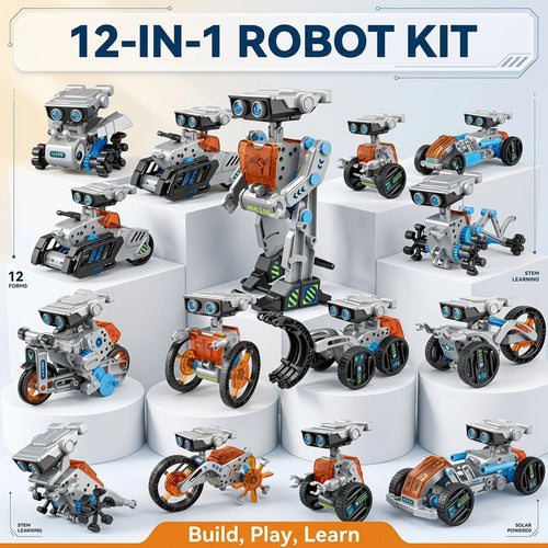 12-in-1 Electric Robot Building Kit STEM Educational DIY Assembly Robotics Coding