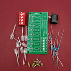 Unassembled soldering practice kit with circuit board and included components