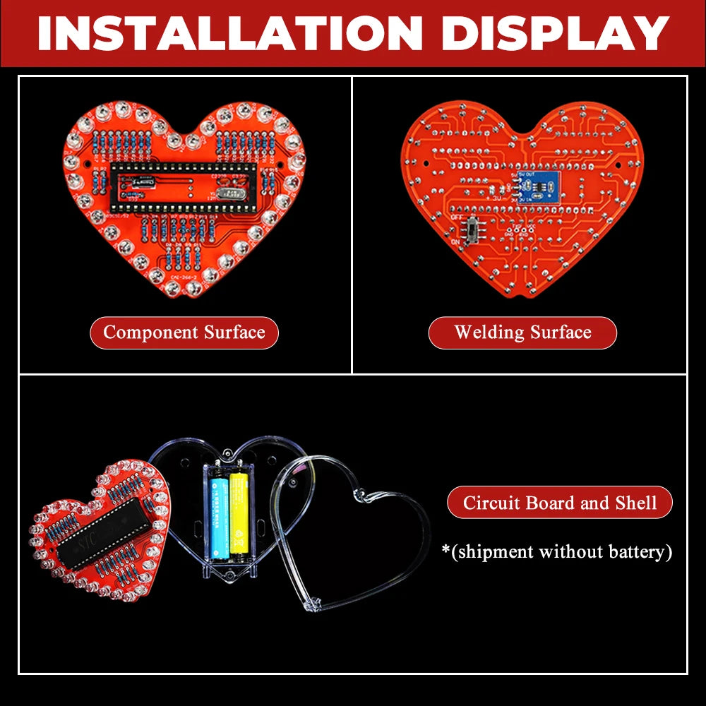 32-LED Heart Flow Light Soldering Kit — supplier image 4