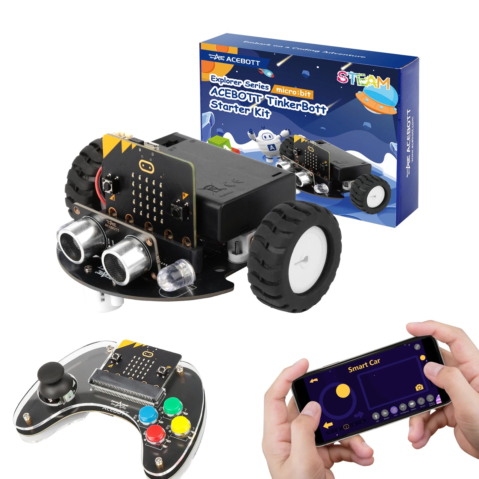 ACEBOTT Smart Robot Car Kit for BBC Micro:bit STEM Science Kit