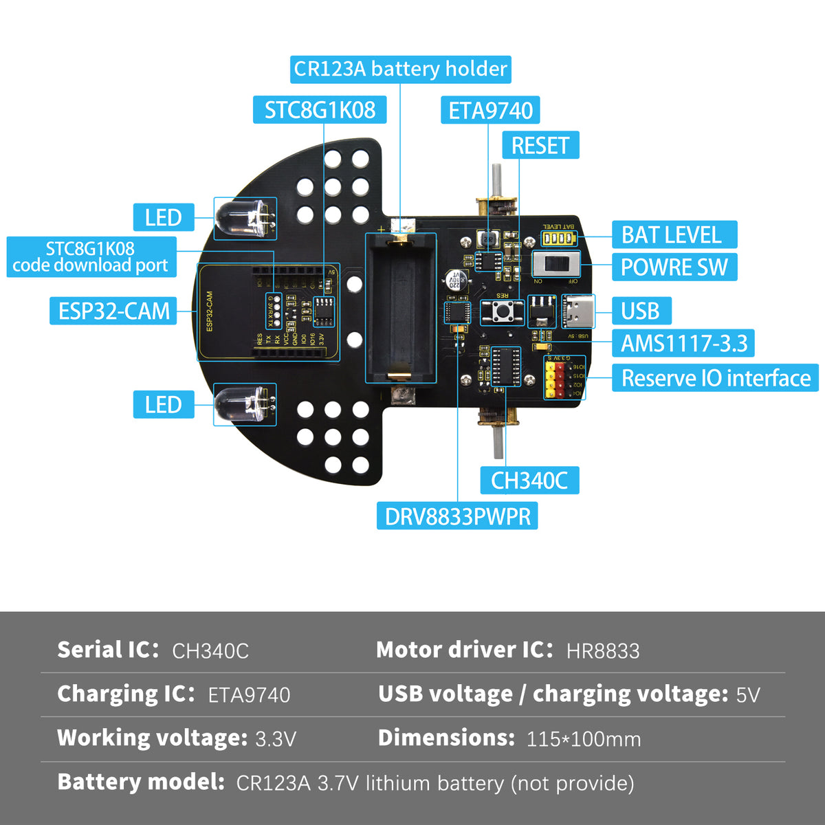Keyestudio ESP32-CAM Vision Smart Car — supplier image 3